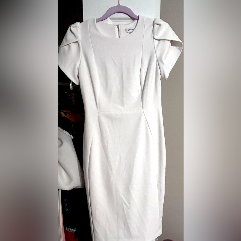 White Bell Sleeve Corporate Dress